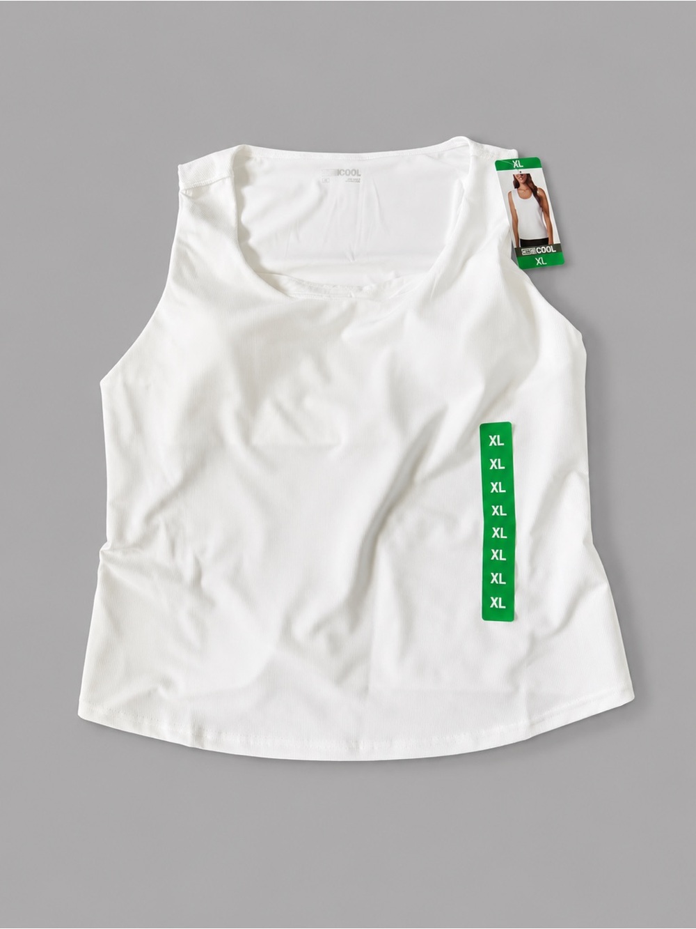 Classic White Scoop Ribbed Tank Top With Built In Padded Bra - Picture 4 of 5